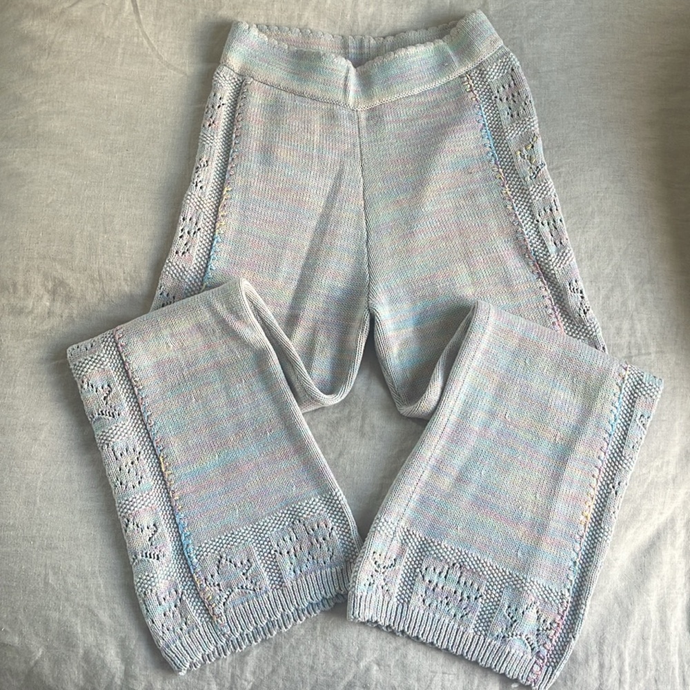 LoveShackFancy Matching Antique Pastel Rainbow Knit Set, Size S Top & XS bottom - Picture 12 of 13